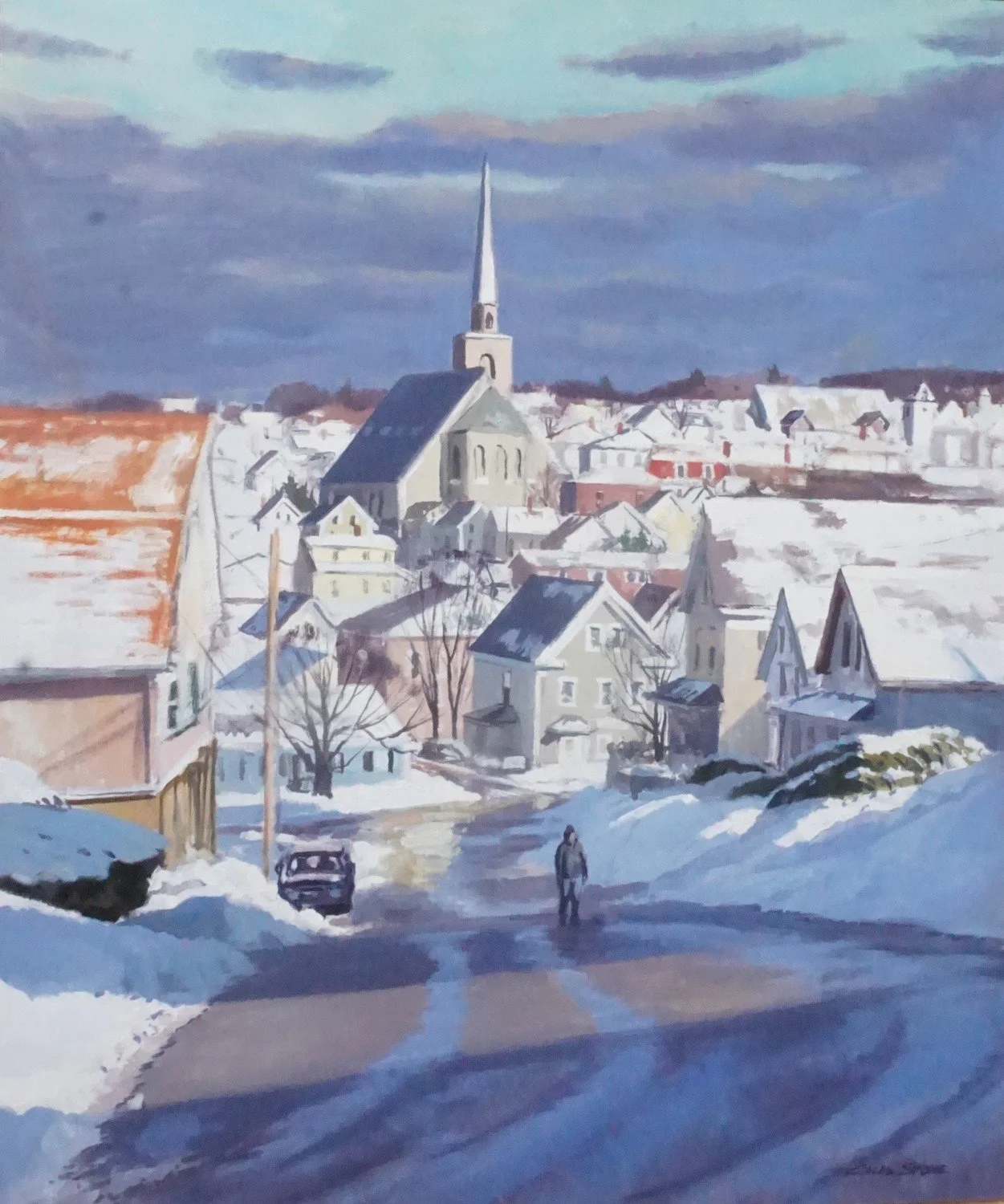   Caleb Stone ,  Winter Clearing, Commonwealth Ave.  Oil, 36 x 30 in.  $9,000   Don Stone, N.A. Memorial Award for excellence in painting, given in his memory by the Stone family                     