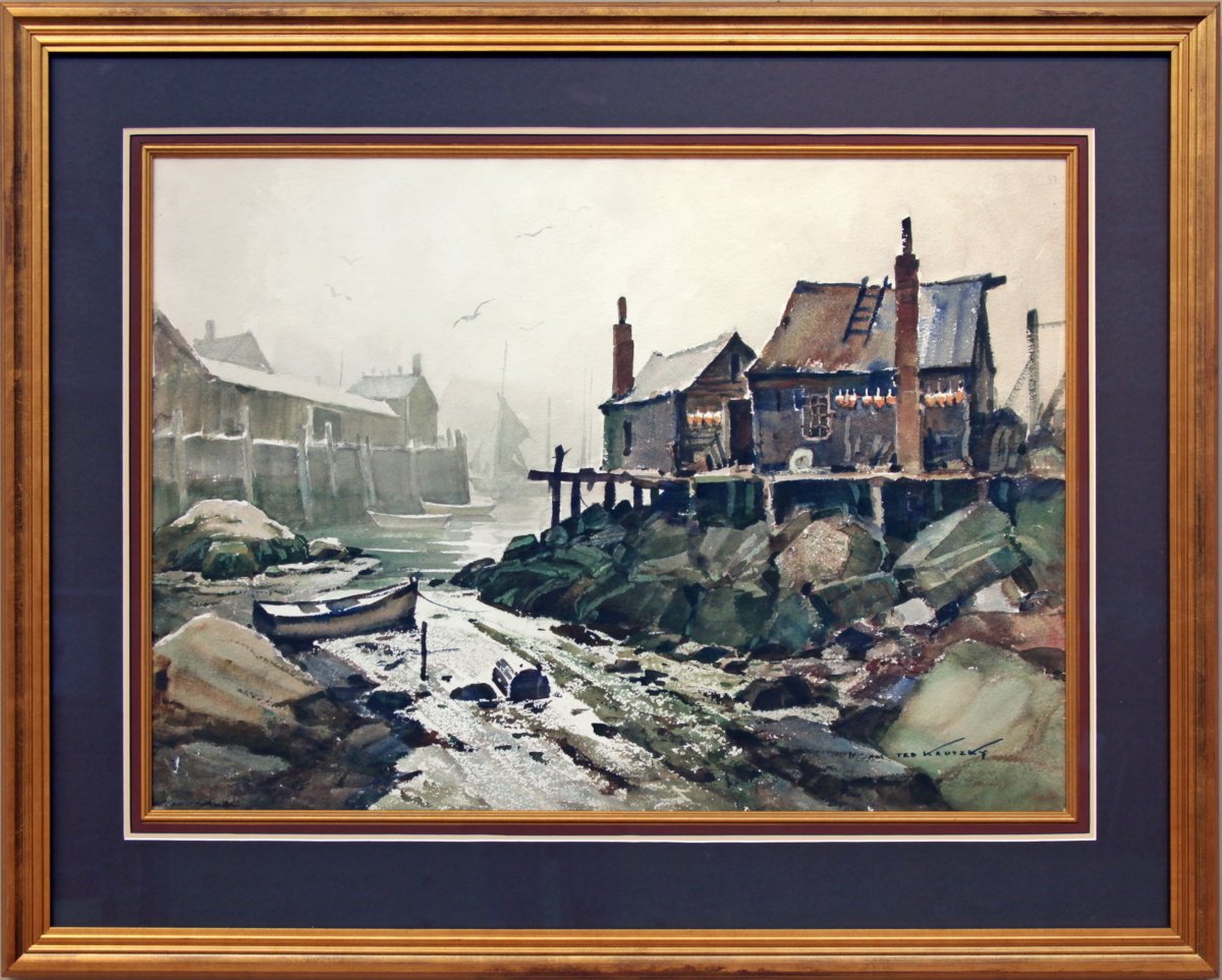  Lot 13 -  Low Tide, Rockport Harbor   Ted Kautzky  (1896-1953)  watercolor, 21.75 x 30.5 in., signed l.r.  excellent, estimate: $500-1,000 