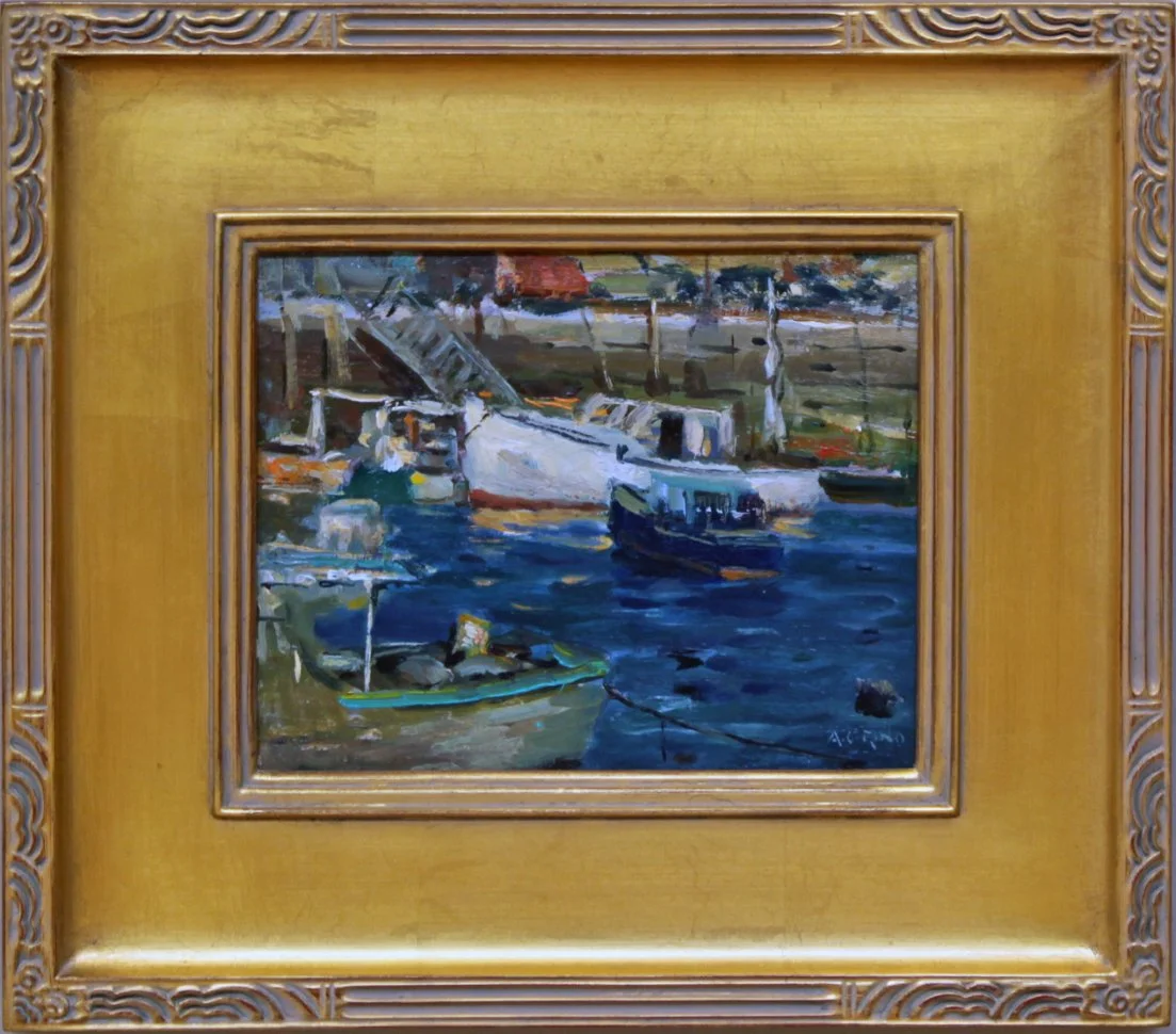   Lot 14 -  Dock Scene, Rockport   Antonio Cirino  (1888-1983)  oil on board, 8 x 10 in., signed l.r.  very good, estimate: $800-1,200 