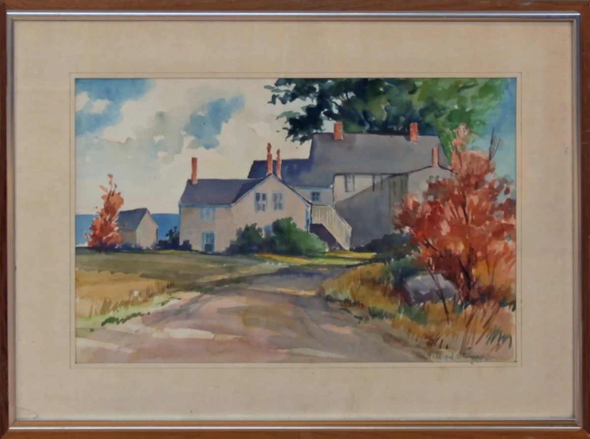   Lot 18 -  Road to the Farm   Mildred Jones  (1899-1992)  watercolor, 14 x 21 in., signed l.r.  very good, estimate: $200-400  (artwork has been reframed) 