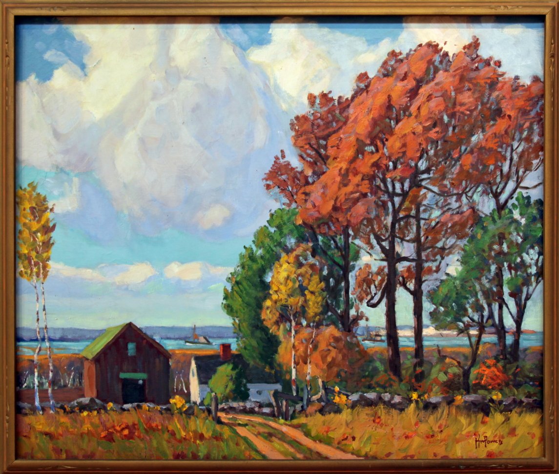   Lot 27 -  Annisquam River Boat   Harry W. Powers  (1880-1957)  oil on canvas, 30 x 36 in., signed l.r.  very good, estimate: $1,000-2,000 