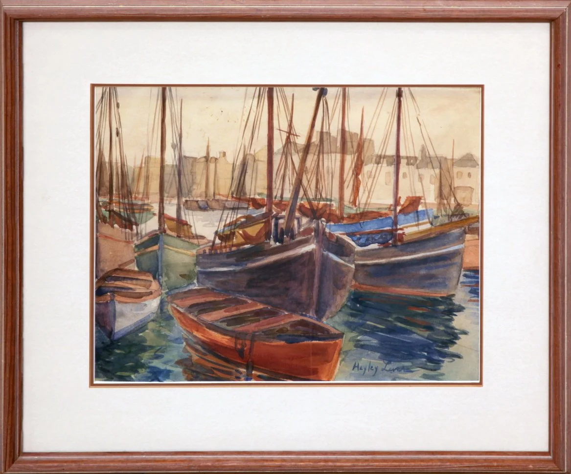   Lot 35 -  Harbor Scene   Hayley Lever  (1876-1958)  watercolor, 11 x 13.75 in., signed l.r.  very good, estimate: $1,000-1,500 