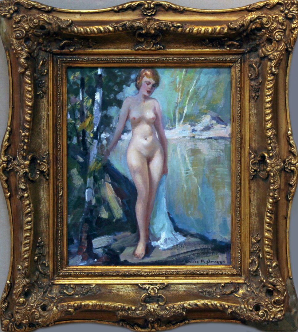   Lot 37 -  Nude   Emile Gruppé  (1896-1978)  oil on board, 12 x 10 in., signed l.r.  very good, estimate: $1,000-2,000 