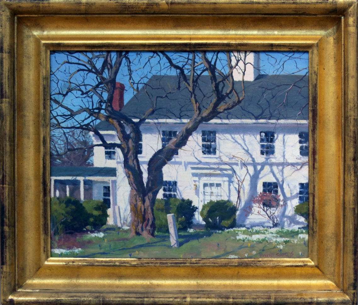  Lot 94 -  April Dooryard   David P. Curtis  (1950-2021)  oil on canvas, 16 x 20 in., signed l.r.  excellent, estimate: $500-1,000 