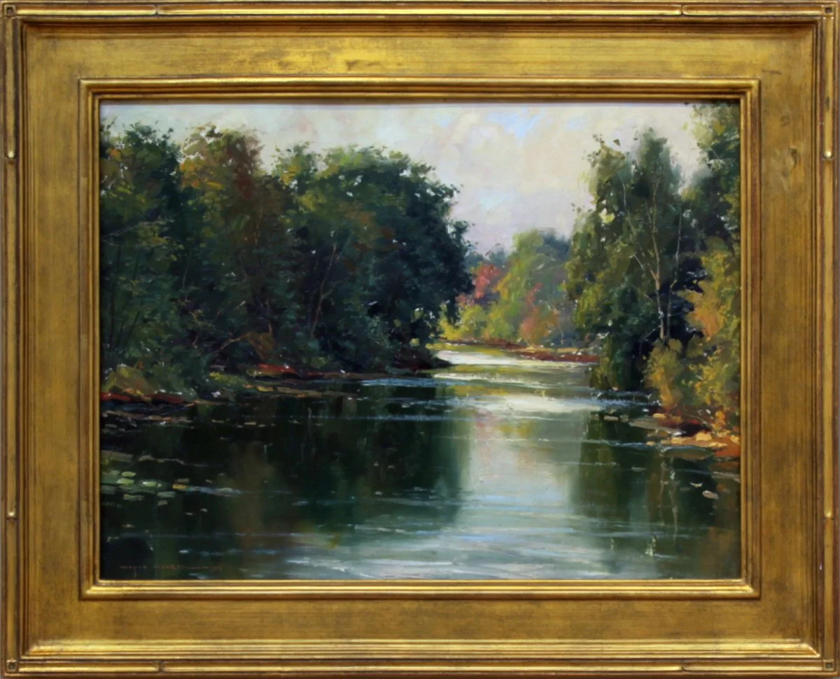   Lot 112 -  Summer Reflections   Wayne Morrell  (1923-2013)  oil on board, 18 x 24 in., signed l.l.  very good, estimate: $400-600    