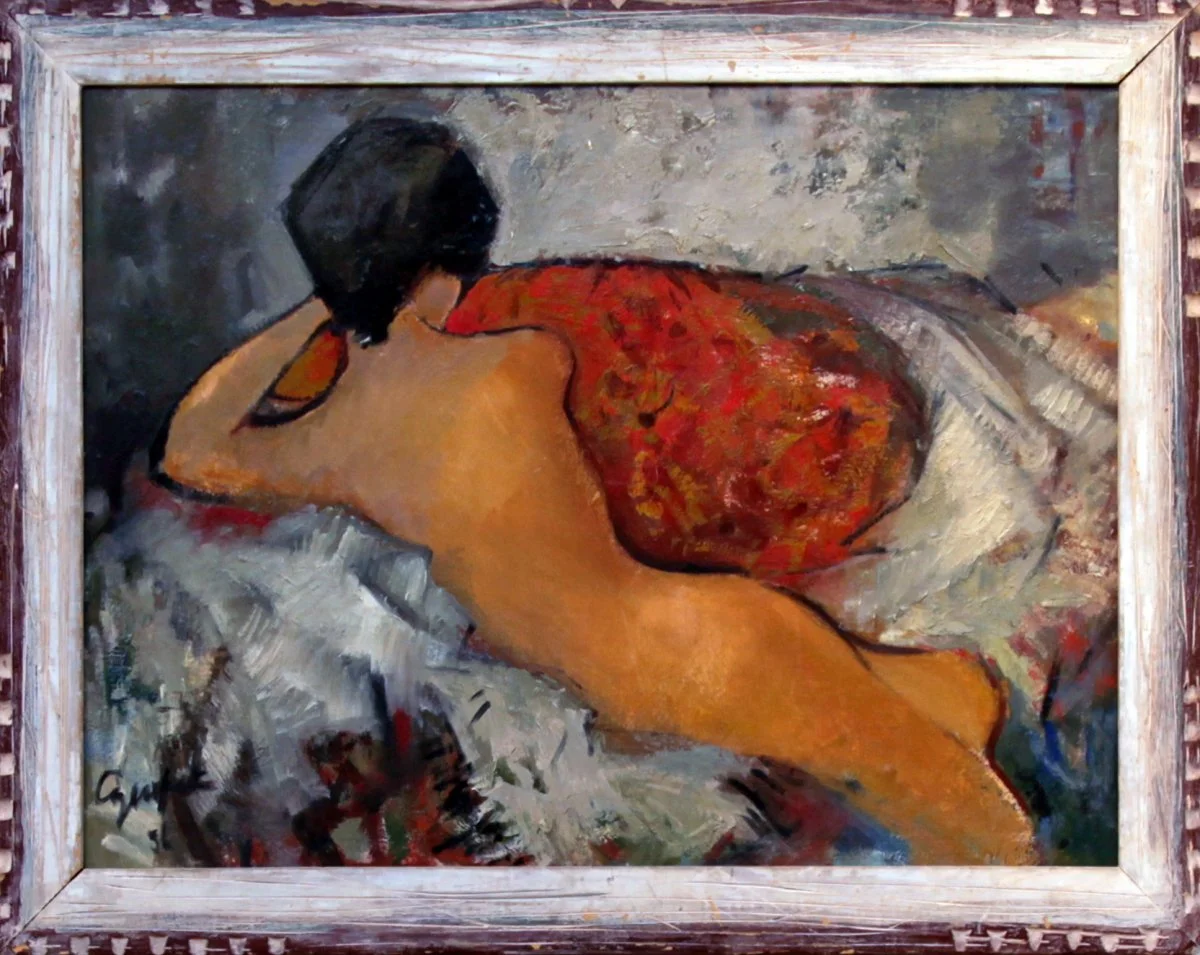   Lot 124 -  Nude (1956)   Al Czerepak  (1928-1986)  oil on board, 18 x 24 in., signed l.l.  very good, estimate: $600-800 