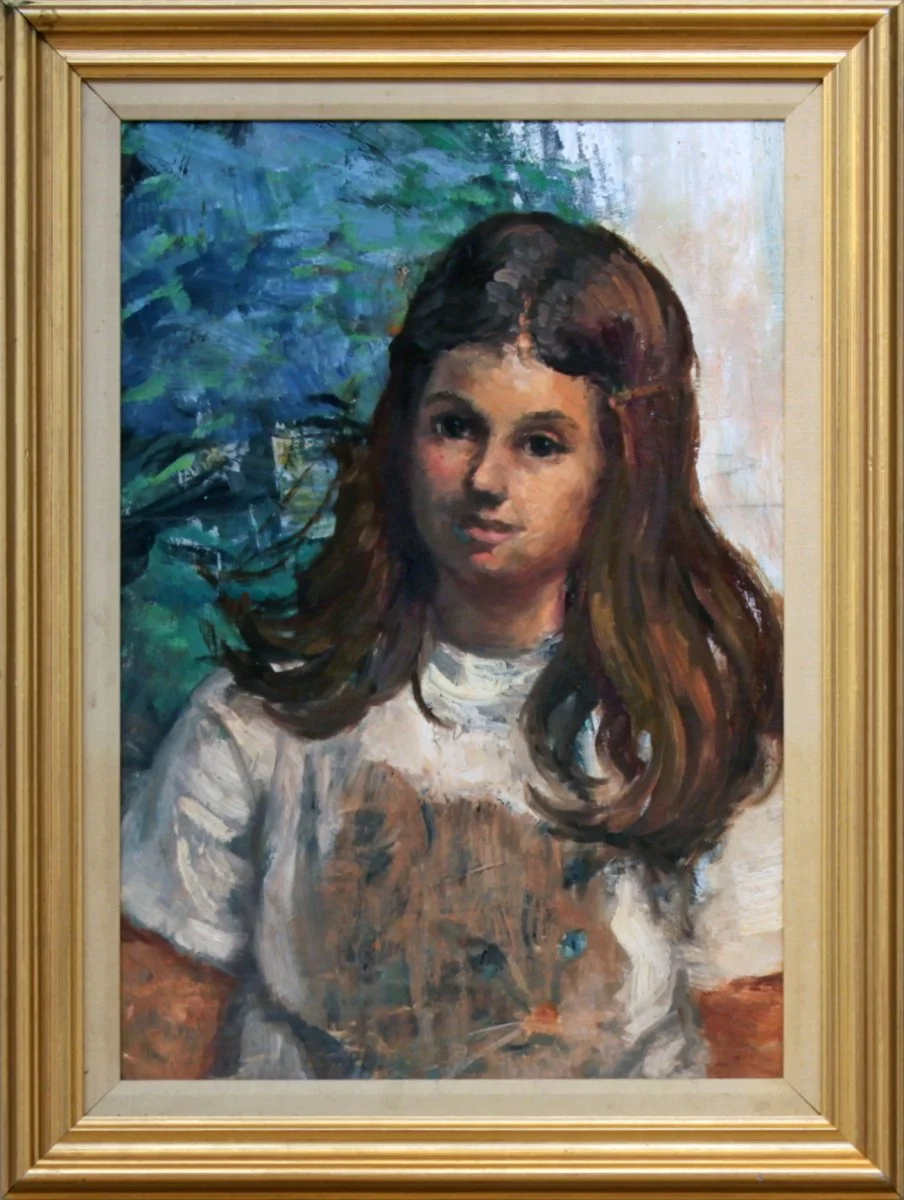   Lot 134 -  Girl with Cat   Attrib. to Lou Burnett  (1907-1999)  oil on board, 20 x 15 in., unsigned  very good, estimate: $200-300 (from estate of the artist) 