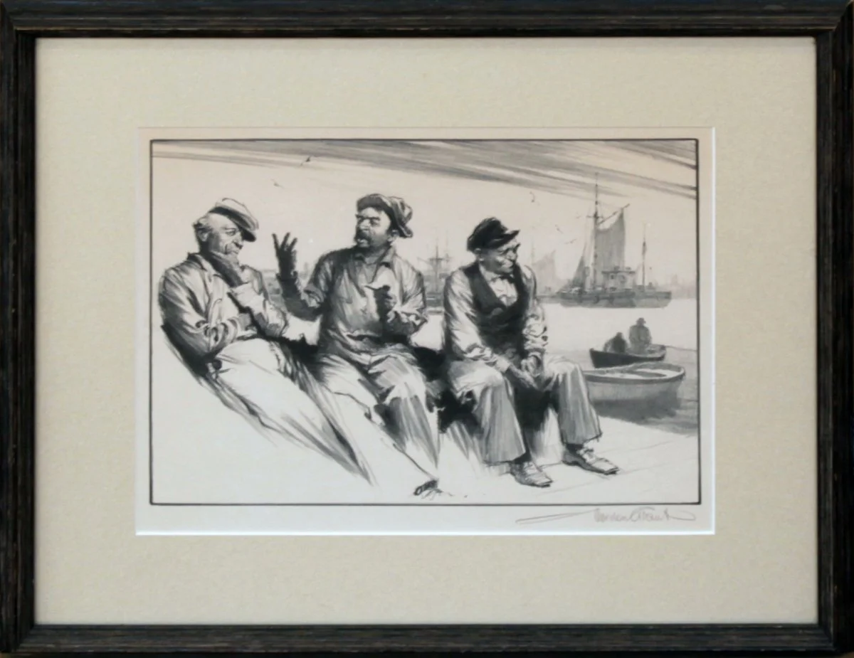   Lot 192 -  Dockside Politics   Gordon Grant  (1875-1962)  lithograph, 9 x 12 in., signed l.r.  very good, estimate: $200-300 