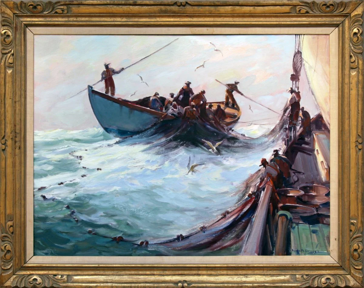   Lot 195 -  The Net   Emile Gruppé  (1896-1978)  oil on canvas, 30 x 40 in., signed l.r.  very good, estimate: $10,000-20,000 