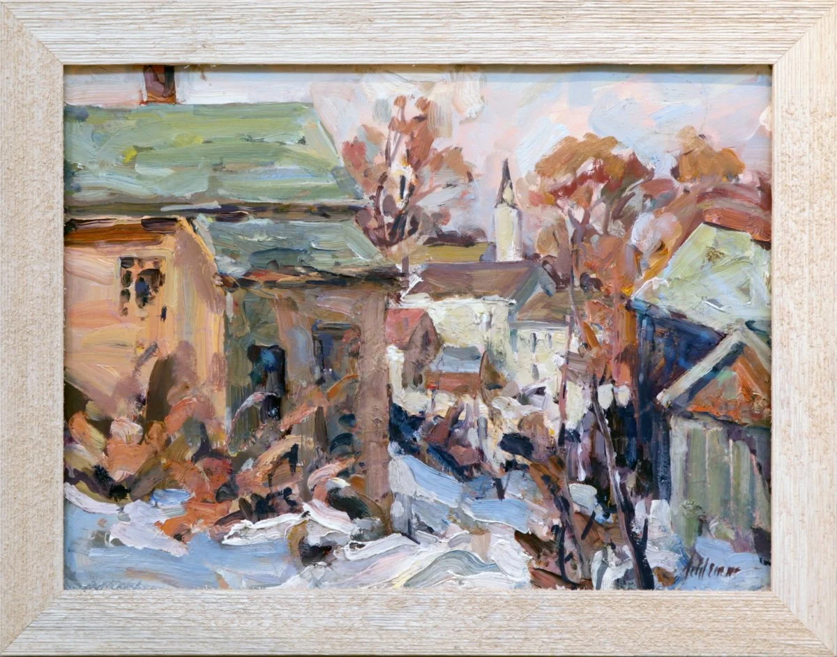   Lot 200 -  Jewett Street, Rockport   Betty Lou Schlemm  (1934-2021)  oil on board, 12 x 16 in., signed l.r.  very good, estimate: $200-400 