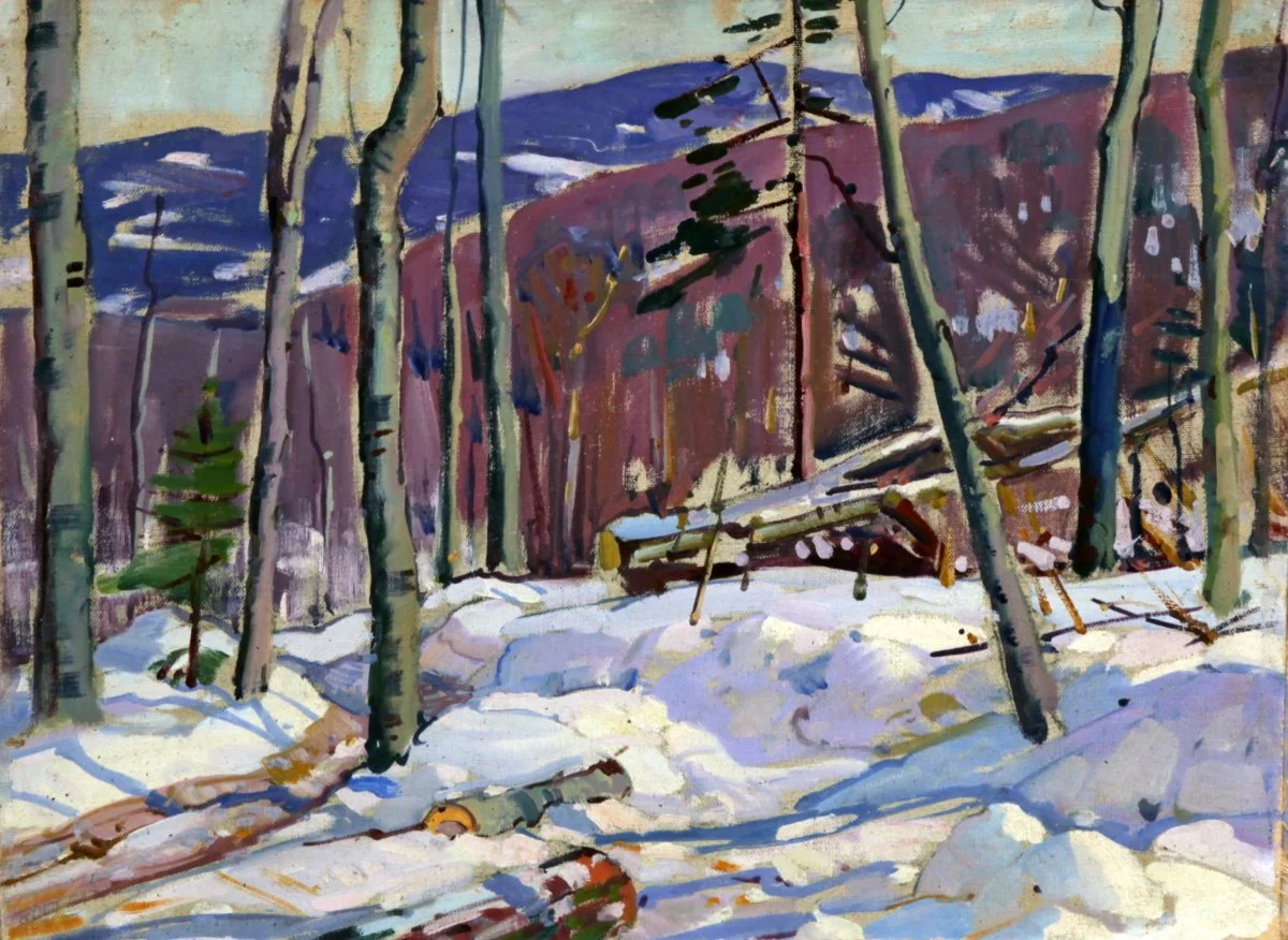   Lot 210 -  The Wood Lot   Attrib. to Aldro T. Hibbard  (1886-1972)  oil on canvas mnt. on board, 16 x 20 in., unsigned - estate stamped  very good, estimate: $900-1,200  (from estate of the artist) (artwork has been framed) 