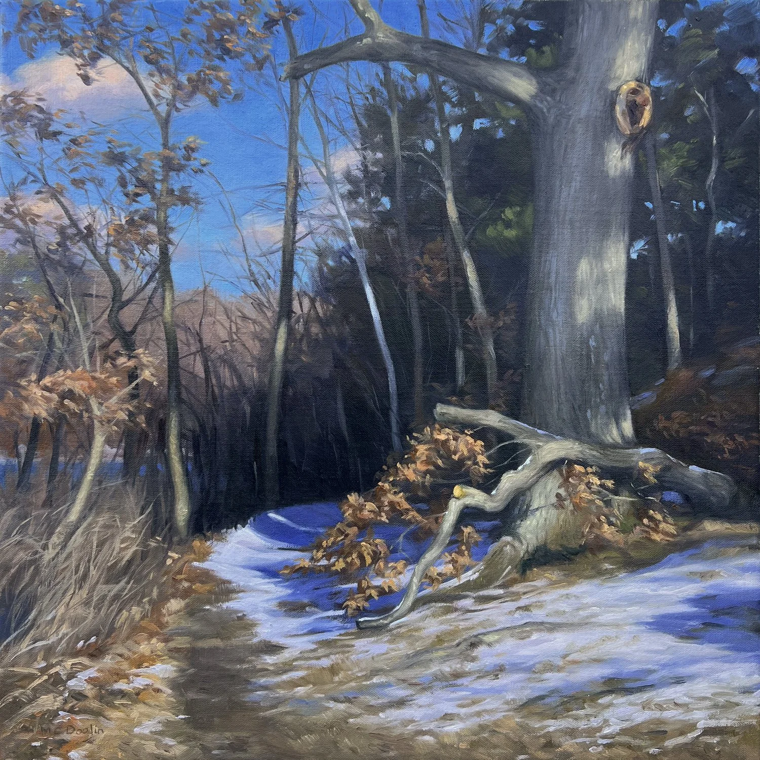   Martha Doolin ,  Path Along the Charles River  Oil, 18 x 18 in.  $900  