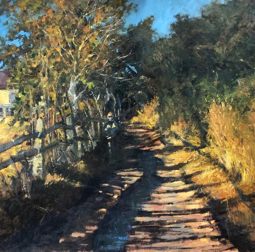   Rae O'Shea ,  A Walk Down Whale Cove Lane  Oil on linen, 18 x 24 in.  $4,500  