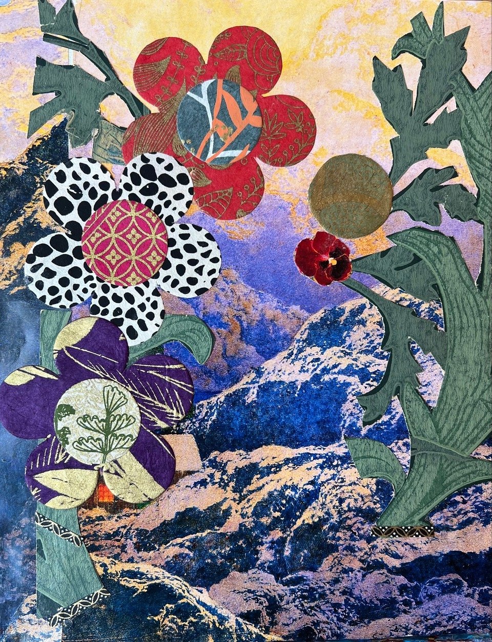 Helen Mitchell , Exotic Landscape II Mixed media collage, 14 x 11 in. $300