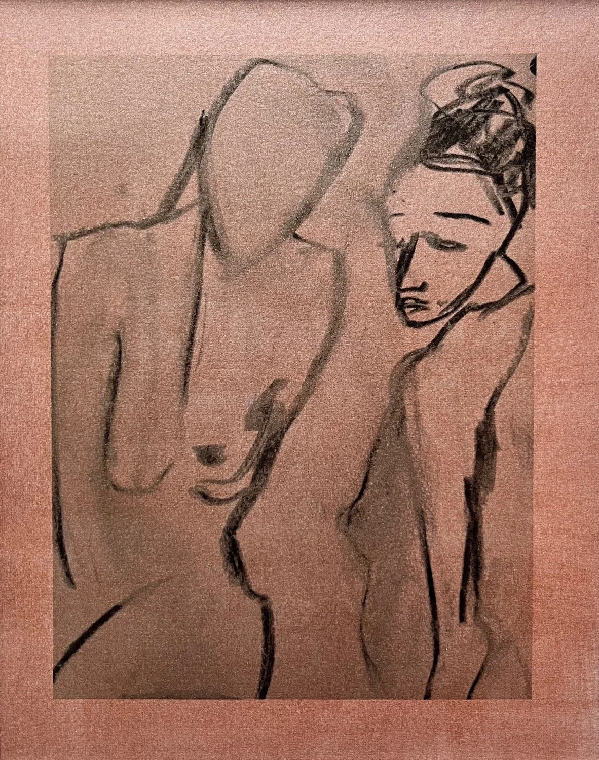 Jeanne Carey , Nude- Two Views Print from charcoal drawing on metallic hand coated paper, 8 x 10 in. $200