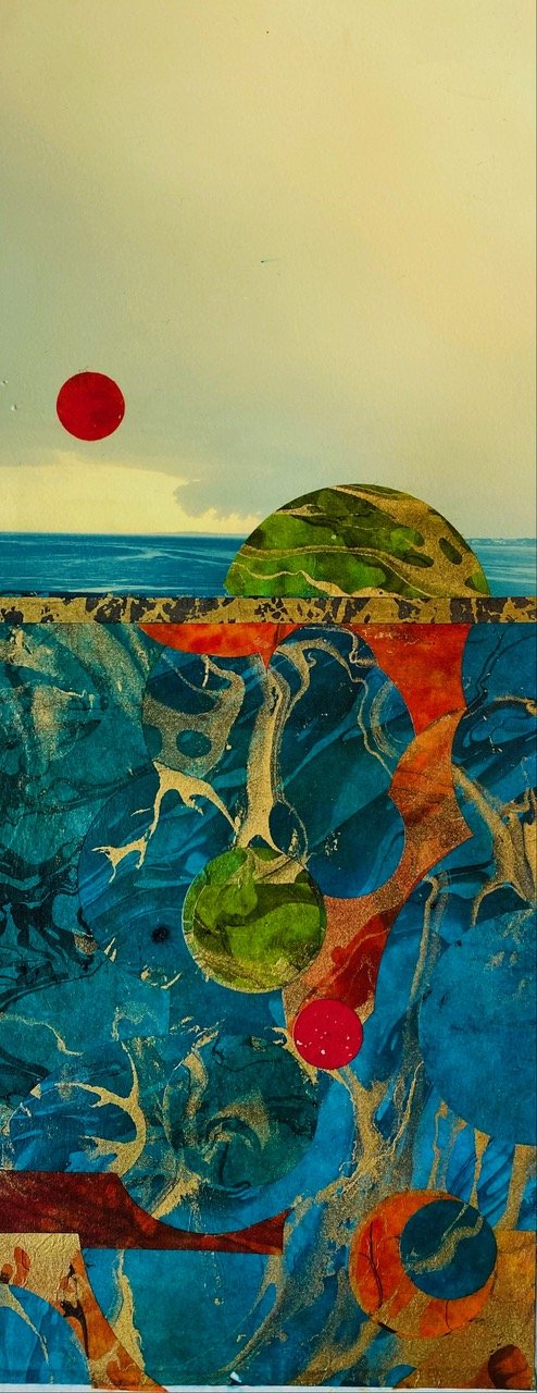 Karen Watson , Hole in the Sky Mixed media collage, 19 x 8 in. $1,100