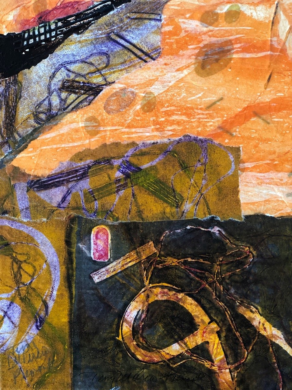Terry Del Percio-Piemonte , Song of the Sun Mixed media, collage, 9 x 12 in. $425