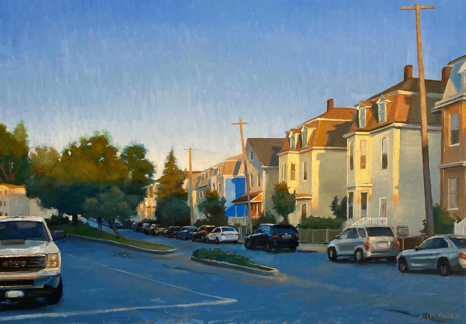 Adam Leveille , Sunset, Concord Square Oil on linen, 24x34 $2,500