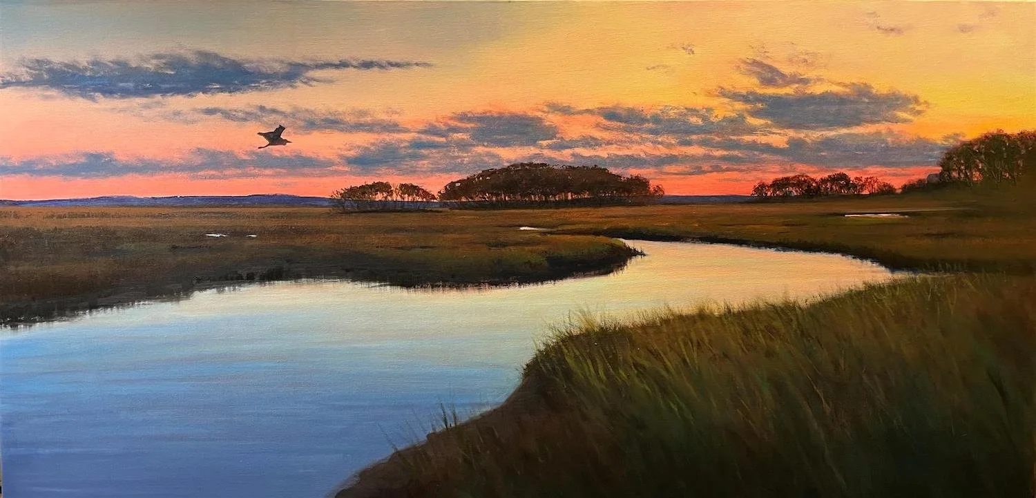 KT Morse , Sunrise on the Great Marsh Oil, 24x48 $6,800
