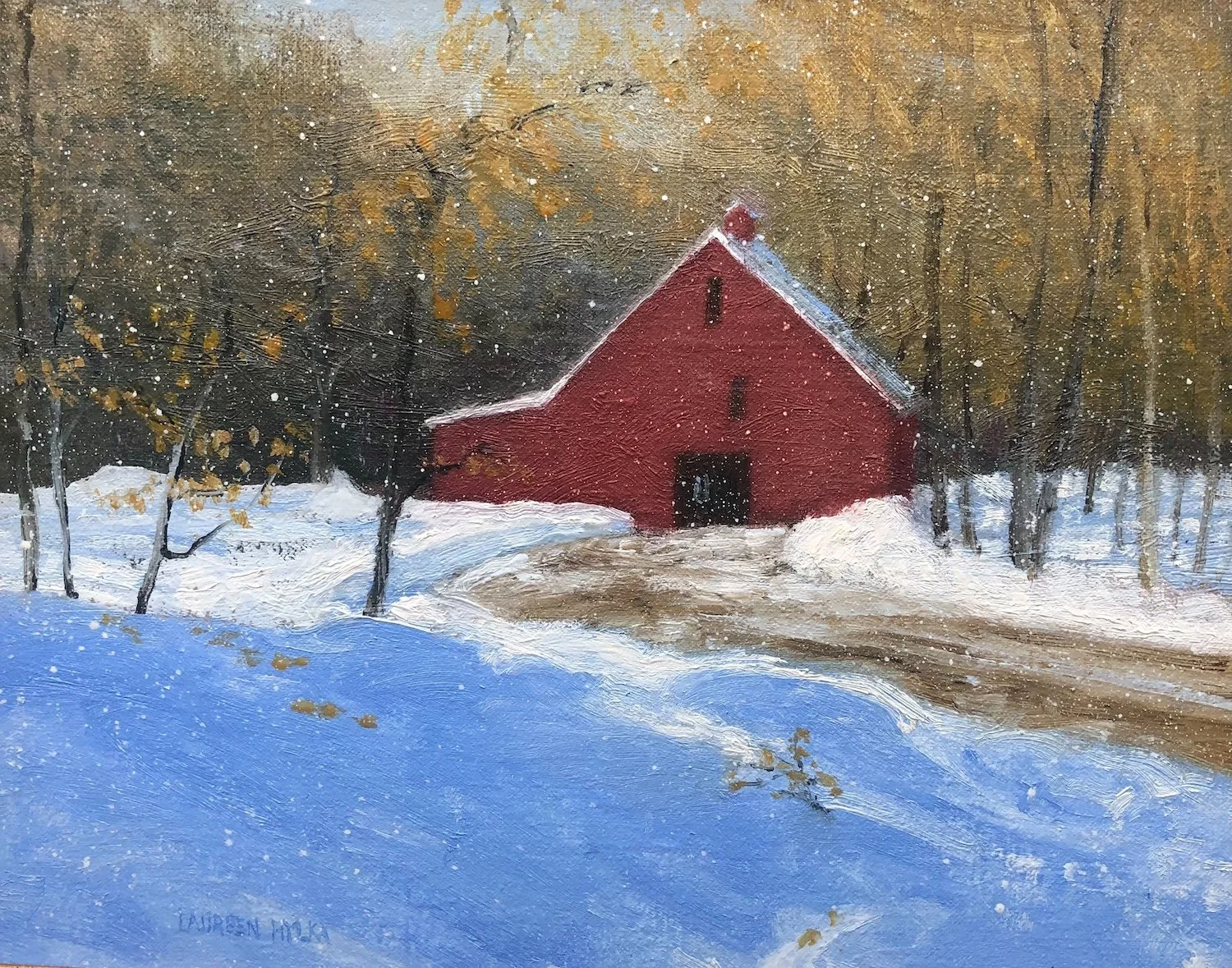 Laureen Hylka , Holiday Barn Oil, 8x10 $775