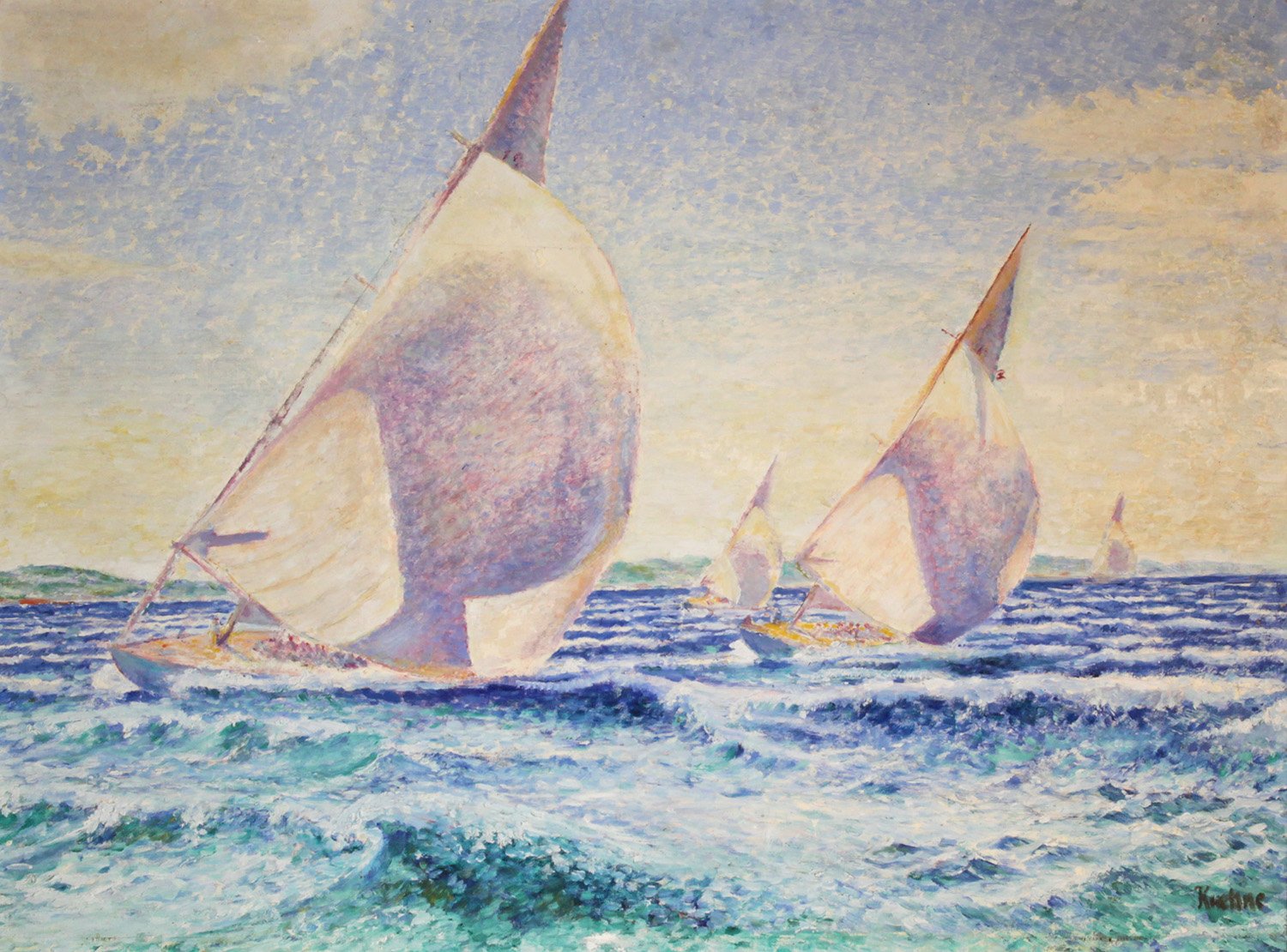  Last Year’s Feature Consignment:   Lot 73 (2023) -     Max Kuehne (1880-1968)    Spinnakers   oil on board, 25 x 33 in. 