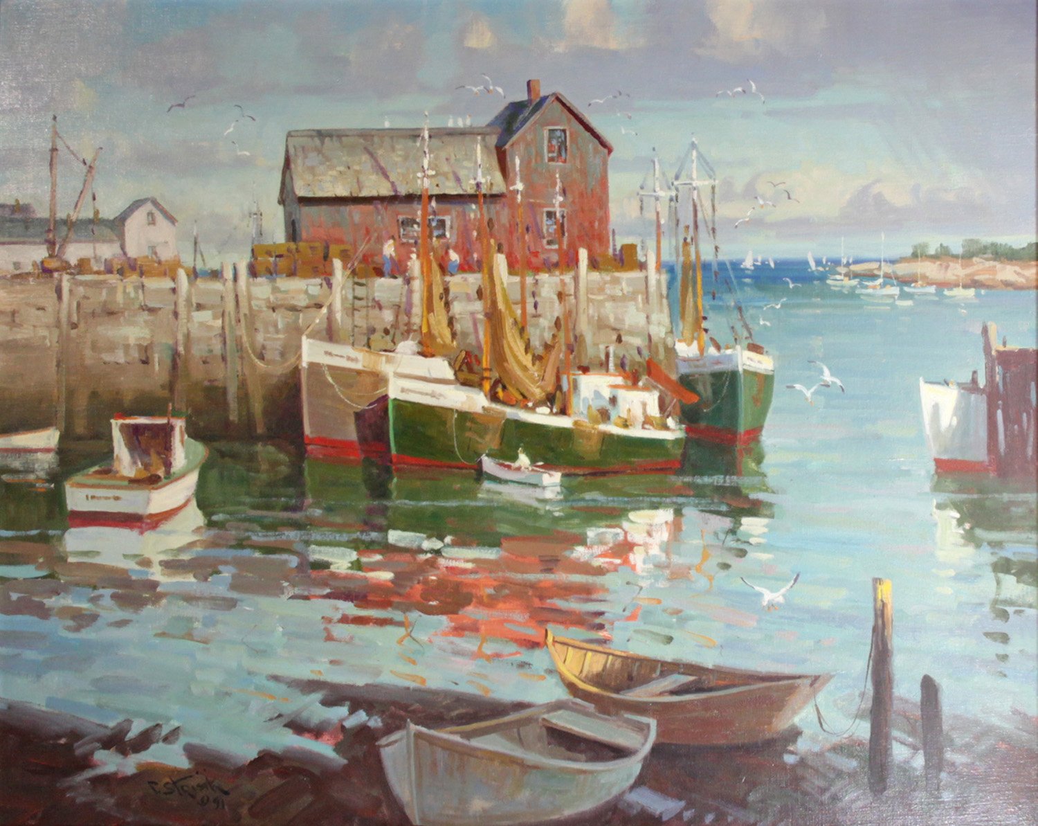  Last Year’s Feature Consignment:   Lot 174 (2023) -   Paul Strisik (1918-1998)    Rockport Harbor   oil on canvas, 24 x 30 in. 