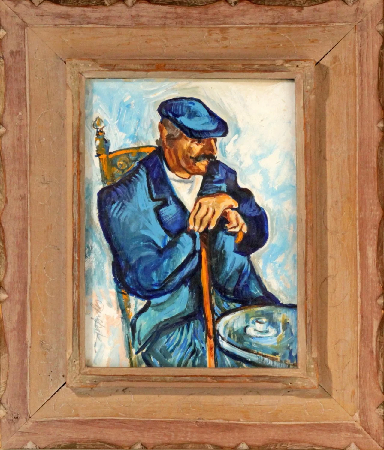   Lot 3 -  Al Czerepak (1928-1986)  Old Man in Chair   acrylic, 9 x 6.75 in., signed l.l. very good, estimate: $600-900 