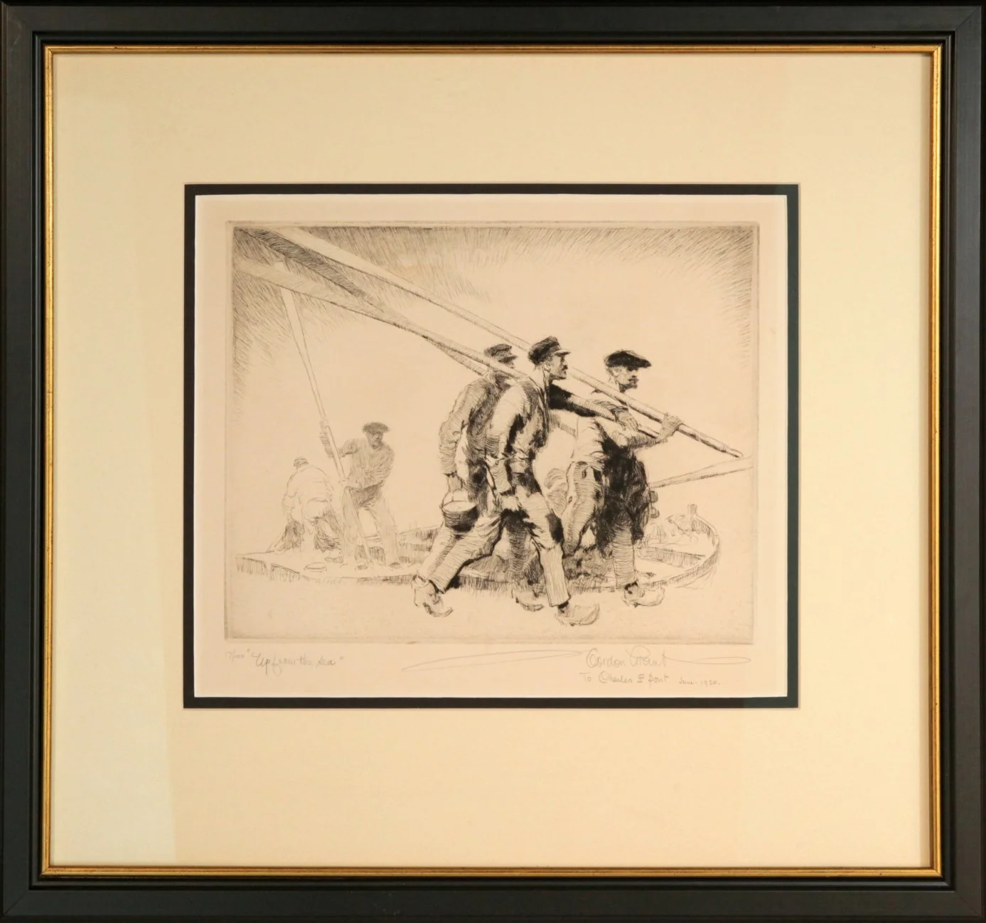   Lot 8 -  Gordon Grant (1875-1962)  Up from the Sea   etching, 9.25 x 10.75 in., signed l.r. excellent, estimate: $200-400 
