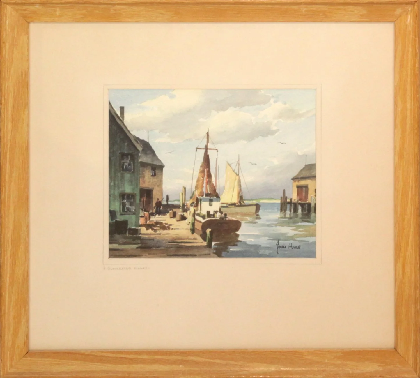   Lot 14 -  John C. Hare (1908-1978)  A Gloucester Wharf   watercolor, 6.75 x 8 in., signed l.r. very good, estimate: $200-400 