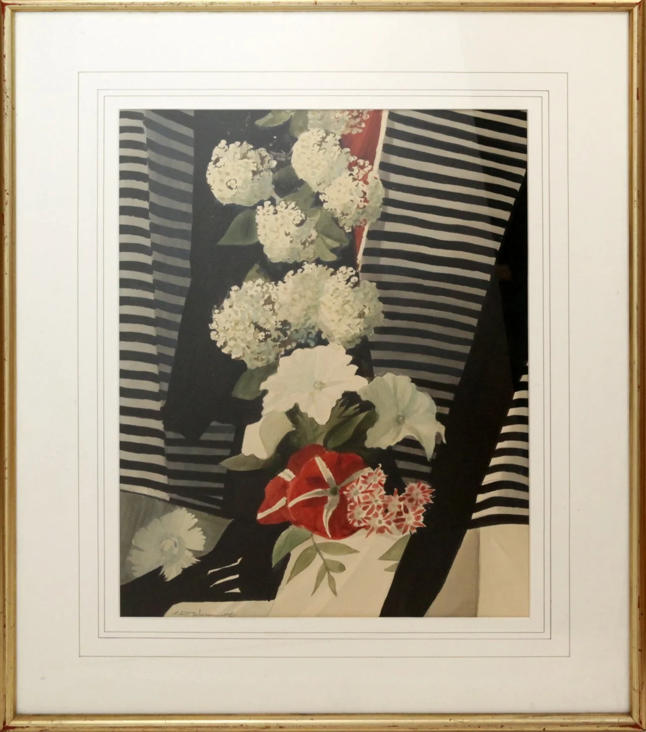   Lot 28 -  Stow Wengenroth (1906-1978)  Flower Column   watercolor, 15.5 x 11.5 in., signed l.l. very good, estimate: $500-800 