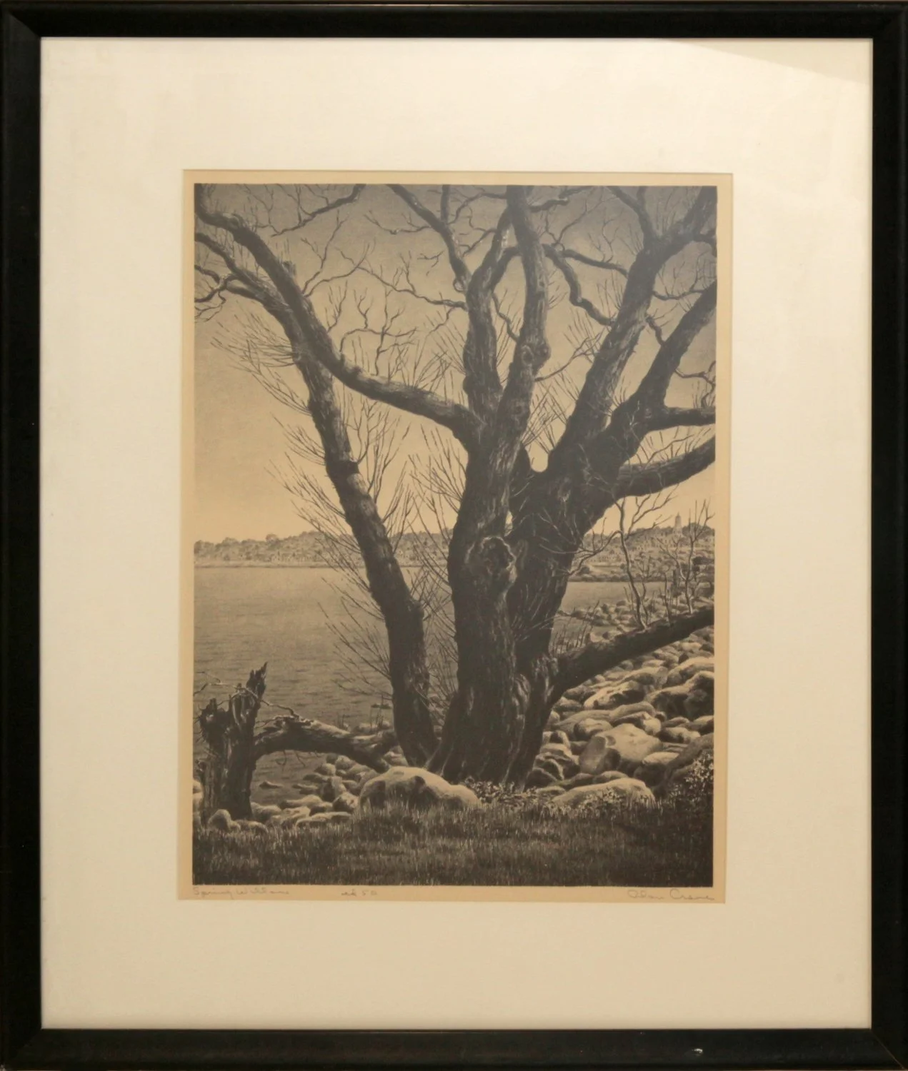   Lot 37 -  Alan Crane (1901-1969)  Spring Willow   lithograph, 10.25 x 14 in., signed l.r. good, estimate: $200-300 