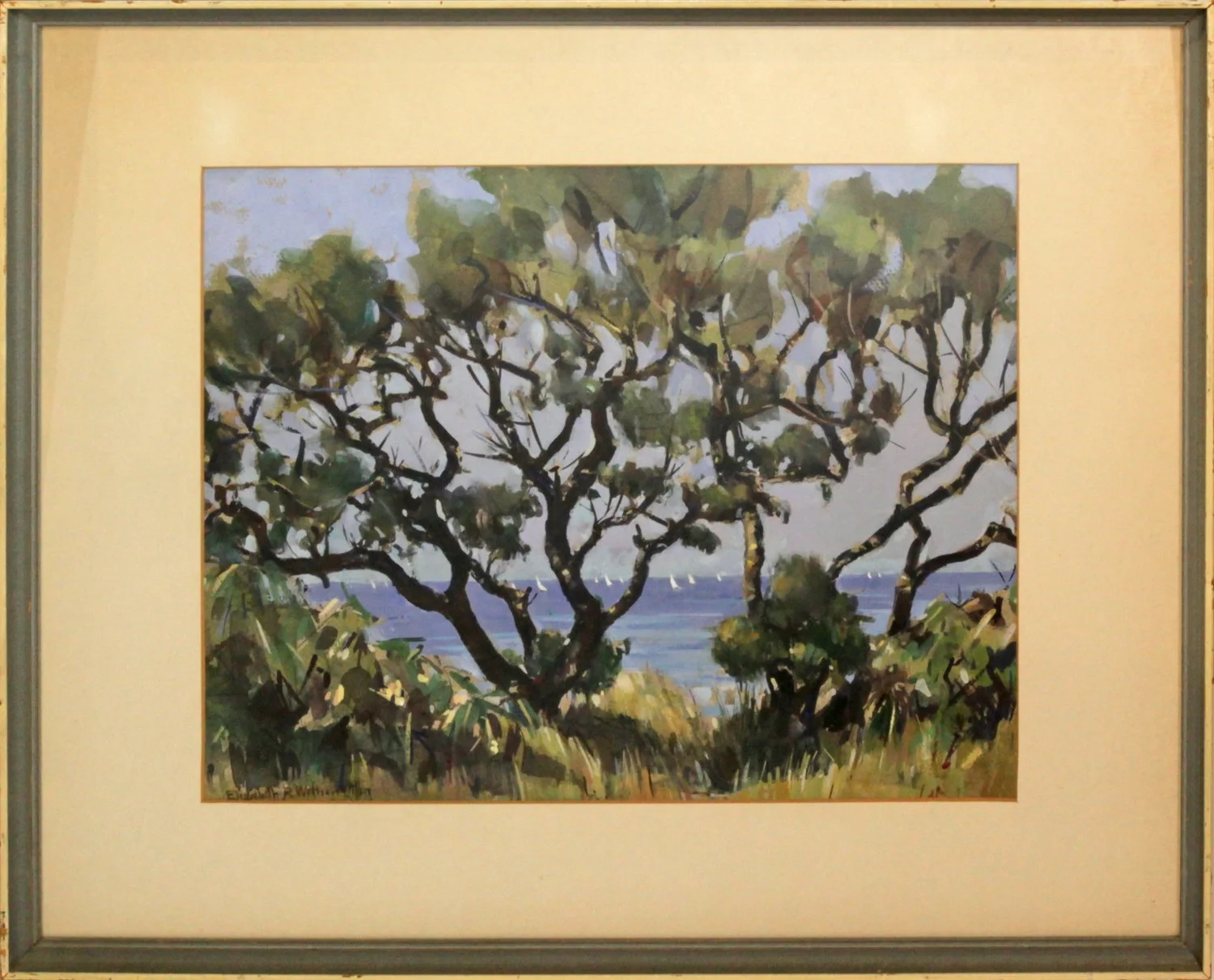   Lot 54 -  Elizabeth Withington (1883-1962)  Along the Coast   watercolor &amp; gouache, 10.75 x 13 in., signed l.l. very good, estimate: $200-400 