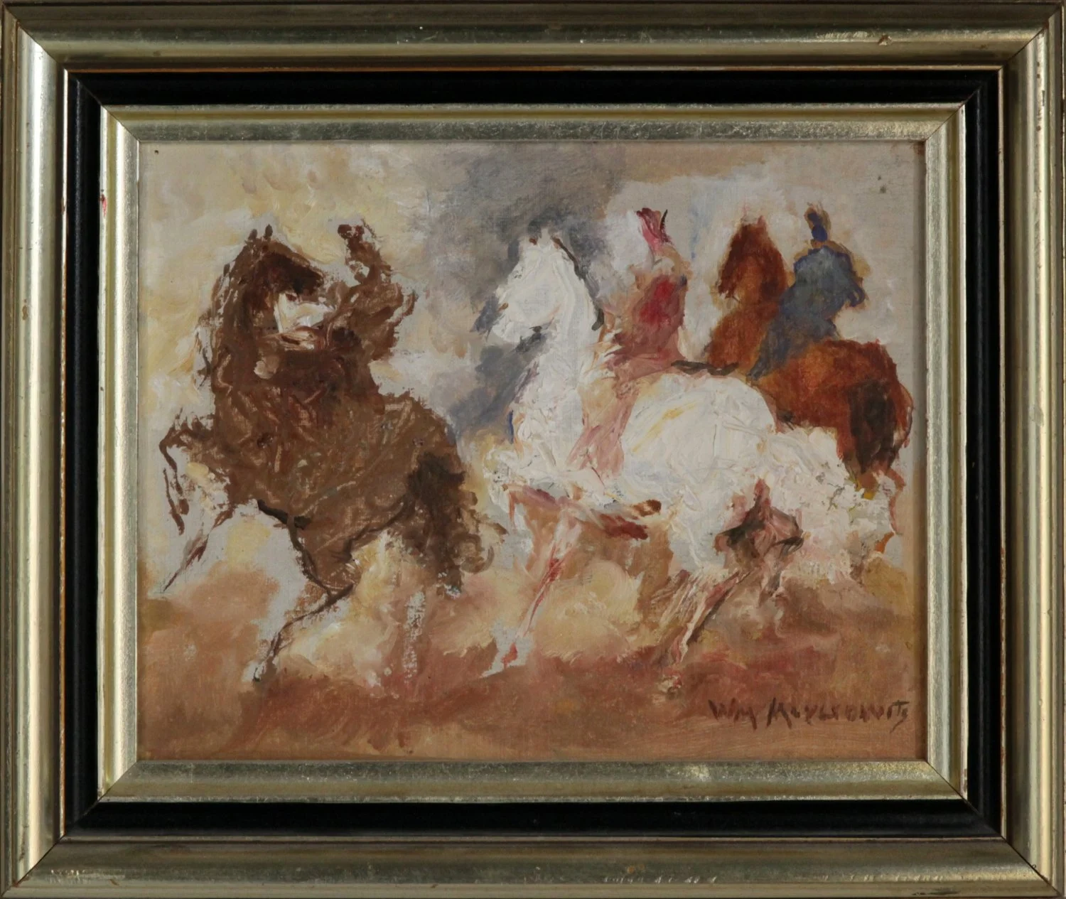   Lot 131 -  William Meyerowitz (1887-1981)  Horses     oil on board, 8 x 10 in., signed l.r. very good, estimate: $300-500 