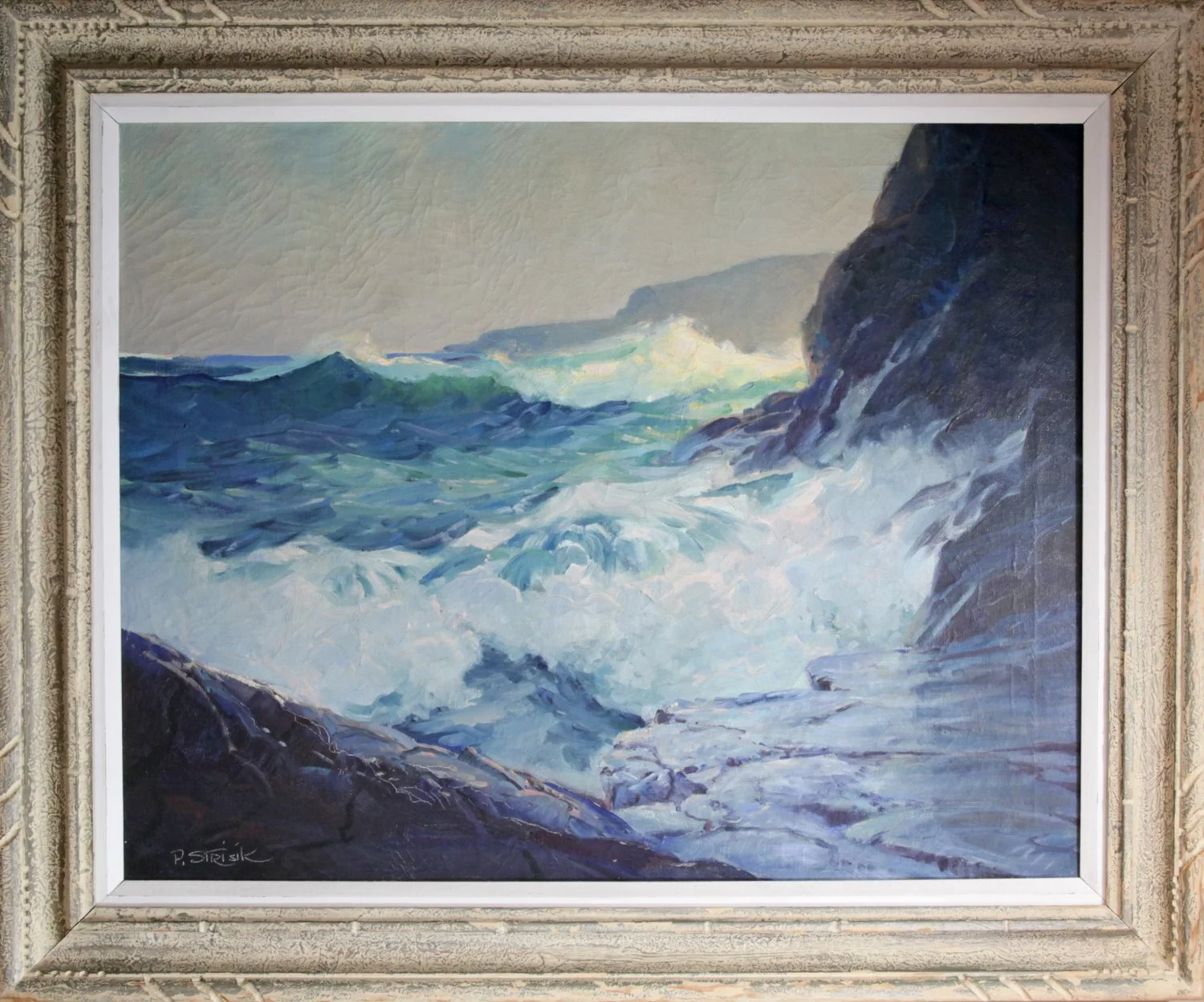  Lot 133 -  Paul Strisik (1918-1998)  Monhegan Island - Crashing Surf   oil on canvas, 24 x 30 in., signed l.l. good, estimate: $1,000-2,000 