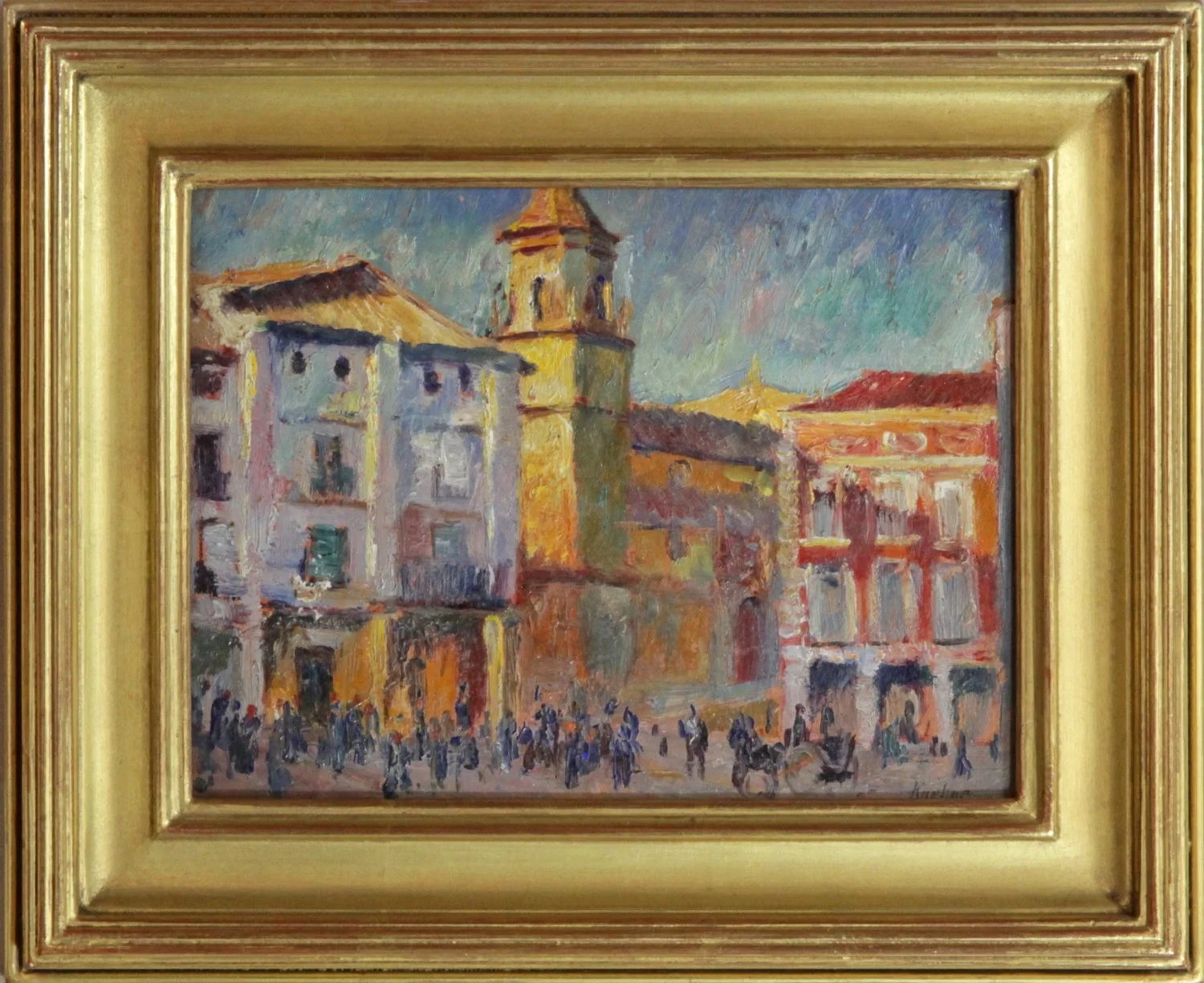   Lot 155 -  Max Kuehne (1880-1968)  Plaza Mayor - Ubeda, Spain, 1922   oil on board, 6 x 8 in., signed l.r. very good, estimate: $1,500-2,000 