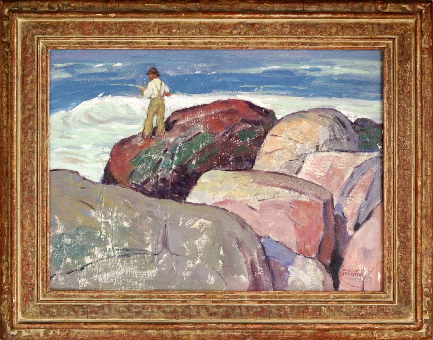   Lot 161 -  Richard A. Holberg (1889-1942)  The Fisherman   oil on board, 11.75 x 16 in., signed l.r. very good, estimate: $500-800 