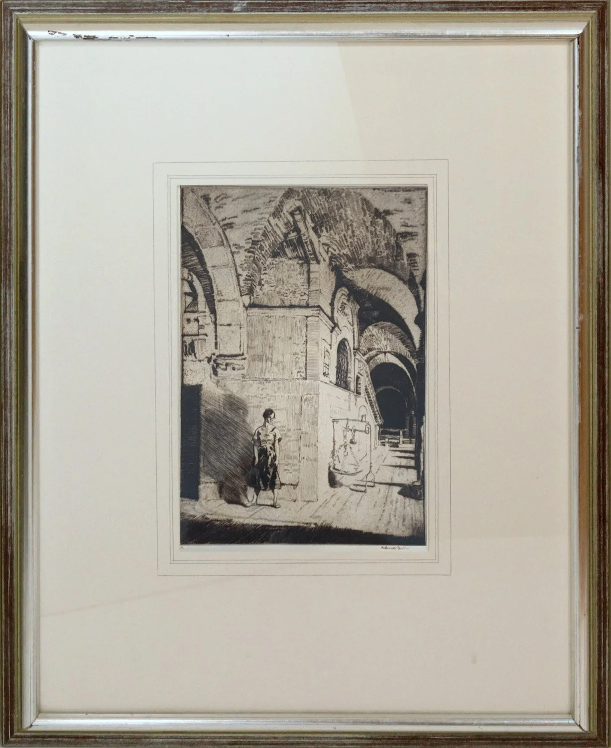   Lot 15 -  William Russell Flint (1880-1969)  Rendezvous at Vicenza   etching, 9.5 x 6.5 in., signed l.r. very good, estimate: $200-400 