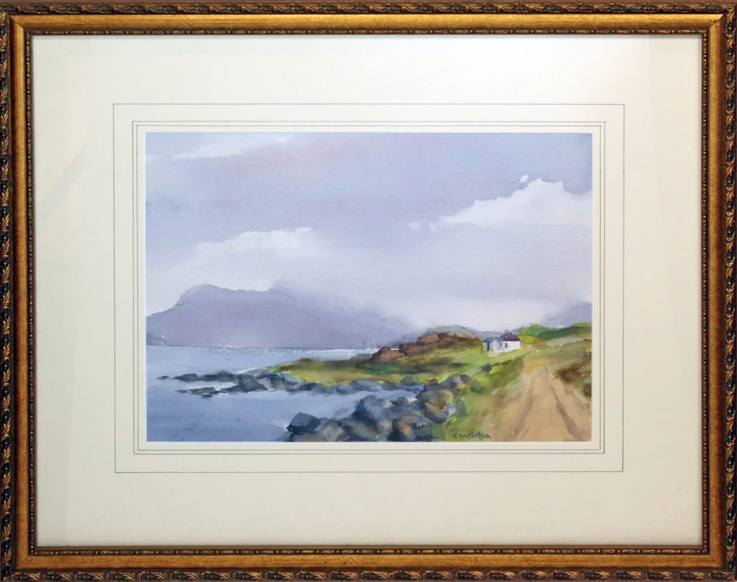   Lot 76. Carl Gustafson (1910-2011)    Ireland      watercolor, 10.5 x 14.5 in., signed l.r.  condition: very good estimate: $200-300   Price: SOLD  