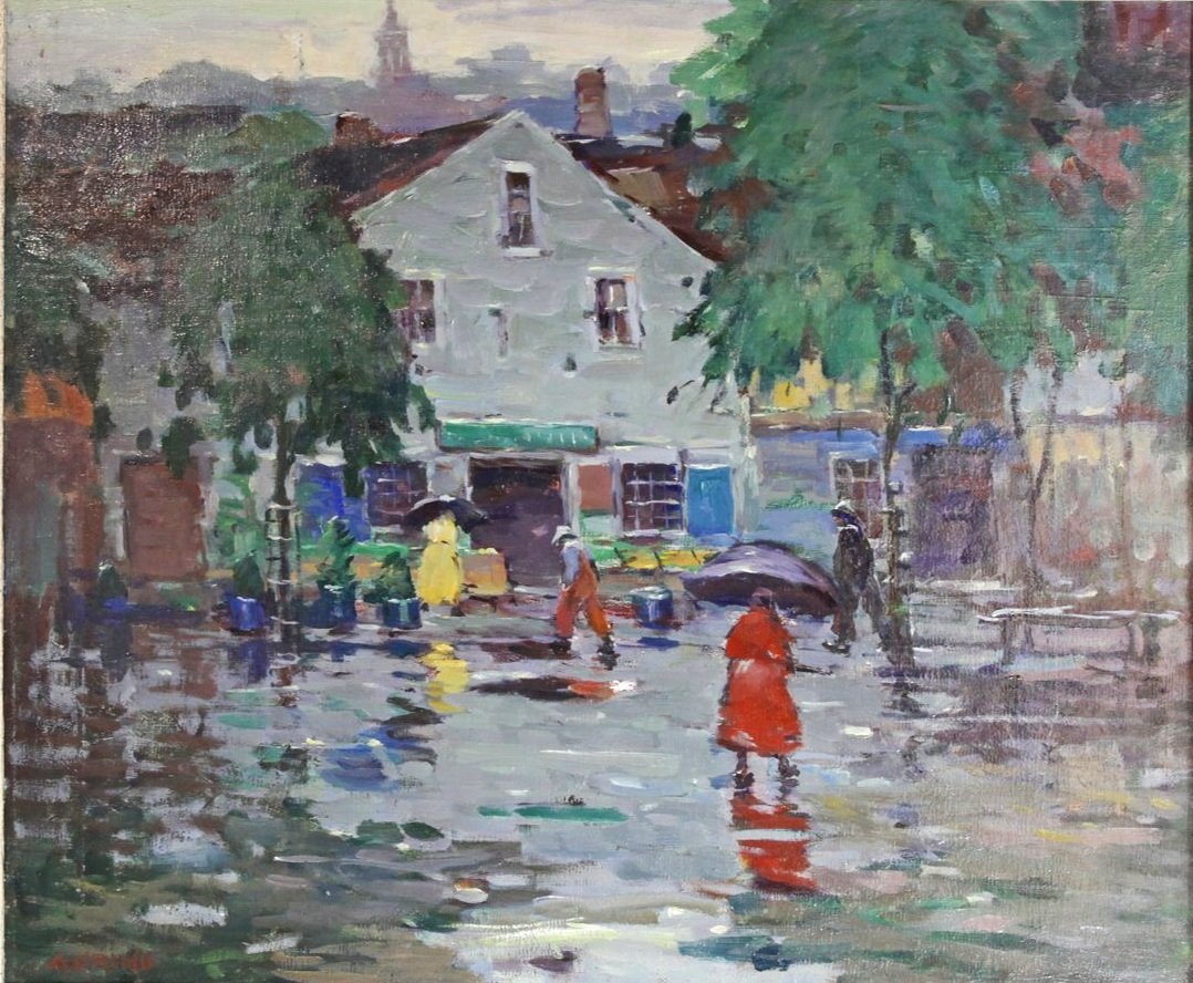  Last Year’s Feature Consignment:  Lot 148 (2023) -  Antonio Cirino (1888-1983)   Rainy Day  oil on canvas, 20 x 24 in. 