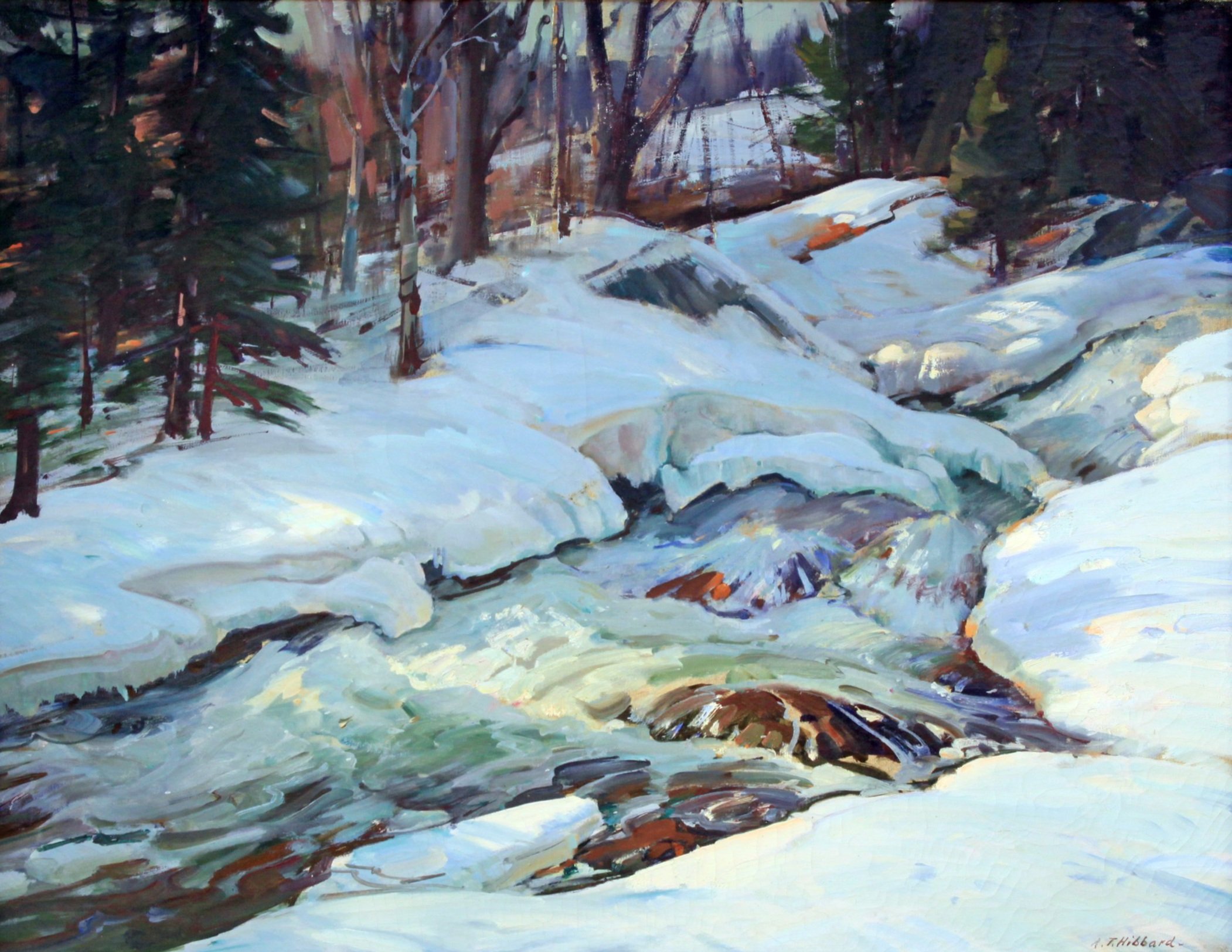  Feature Consignment:  Lot 147 - Aldro T. Hibbard (1886-1972)   Rushing Brook  oil on canvas, 28 x 36 in. 