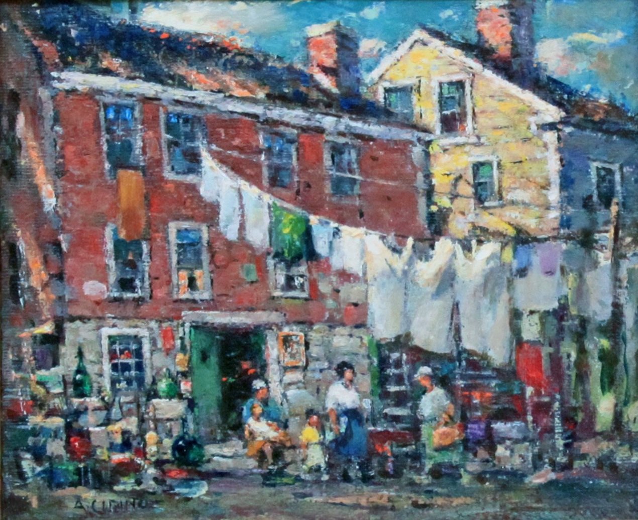  Feature Consignment:  Lot 163 - Antonio Cirino (1888-1983)   Antique Shop, Gloucester, MA  oil on board, 8 x 10 in. 