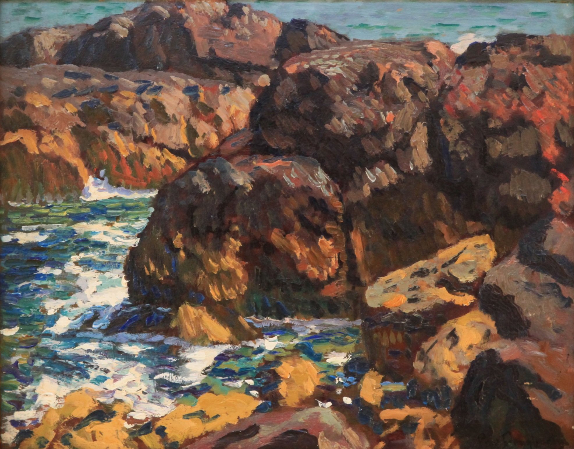  Feature Consignment:  Lot 135 - Paul Dougherty (1877-1947)   Oceanscape with Rocks  oil on board, 12.5 x 16 in. 