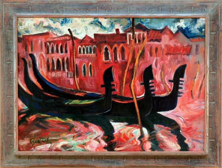   Lot 20 - Al Czerepak (1928-1986)  Red Venezia   oil on board, 18 x 27 in., signed l.l. very good, estimate: $600-$900 