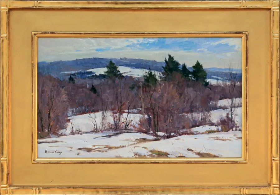   Lot 63 - Bernard Corey (1914-2000)  Frosty Morning   oil on board, 12 x 20 in., signed l.l. very good, estimate: $1,000-$1,500 