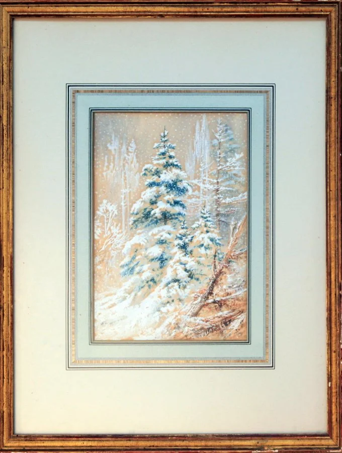   Lot 66 - Birket Foster (1825-1899)  Winter Scene   watercolor &amp; gouache, 6.5 x 4.5 in., signed l.r. very good, estimate: $200-$400 