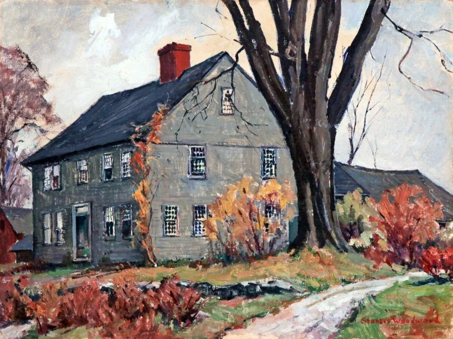   Lot 69 - Stanley W. Woodward (1890-1970)  Bardwell Stebbin House, 1714   oil on canvas board, 12 x 16 in., signed l.r. very good, estimate: $300-$500 (artwork has been framed) 