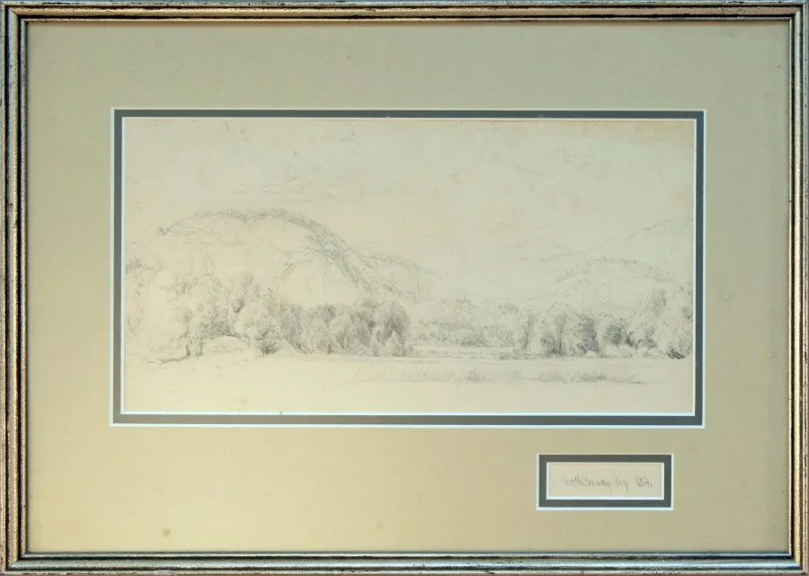   Lot 90 - Aaron Draper Shattuck (1832-1928)  North Conway, NH, 1854   pencil, 7 x 14 in., unsigned, certificate of provenance on back good, estimate: $300-$600 (titled and dated l.r.) 