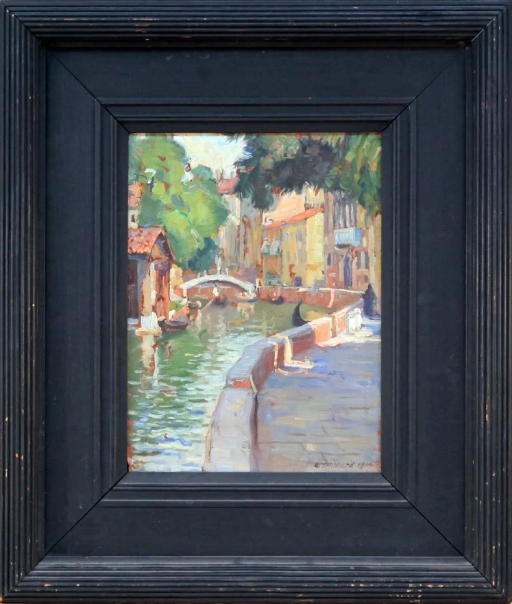   Lot 94 - Aldro T. Hibbard (1886-1972)  Venice Canal Scene   oil on board, 13.5 x 10 in., signed l.r. very good, estimate: $2,000-$4,000 