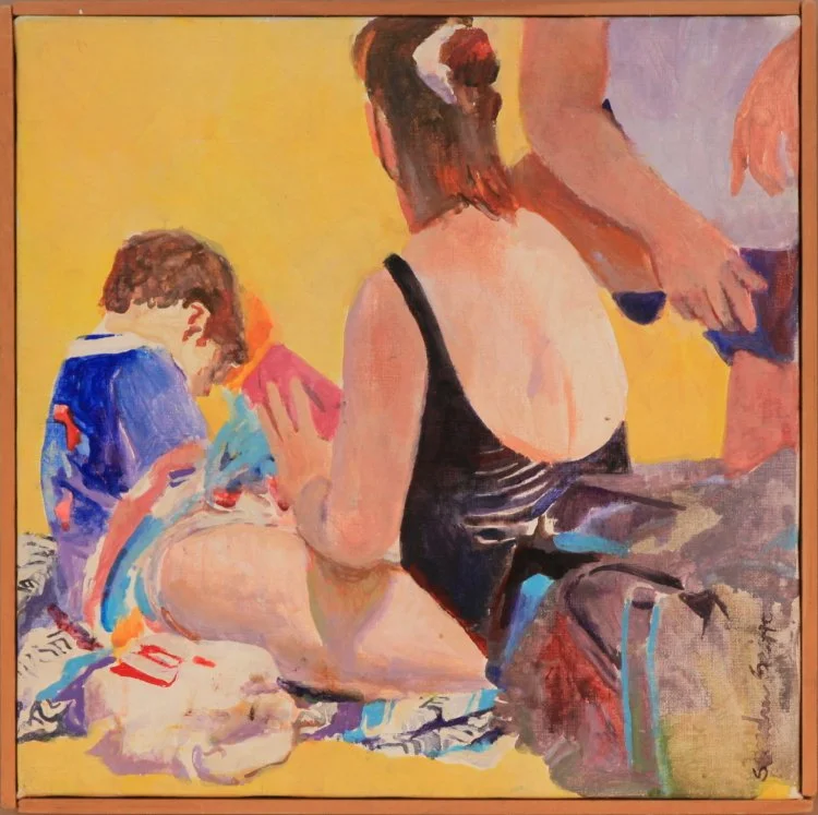   Lot 109 - Sandra Saitto (1939-2023)  Beach Series #11   acrylic on canvas, 12 x 12 in., signed l.r. very good, estimate: $200-$300 