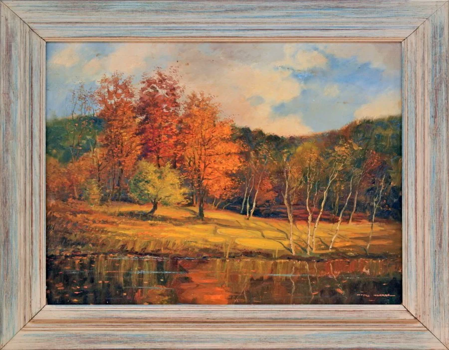   Lot 115 - Wayne Morrell (1923-2013)  The Farmington River, Avon, CT, 1956   oil on board, 18 x 24 in., signed l.r. very good, estimate: $400-$600 